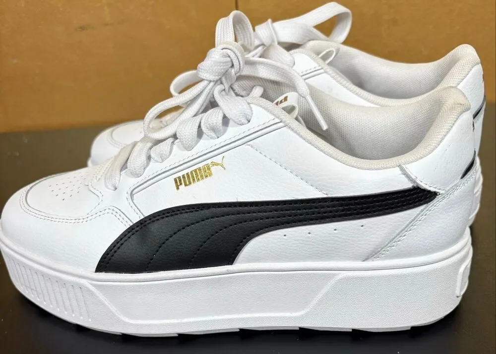 PUMA Karmen Rebelle Platform Sneakers White w/ Black Size